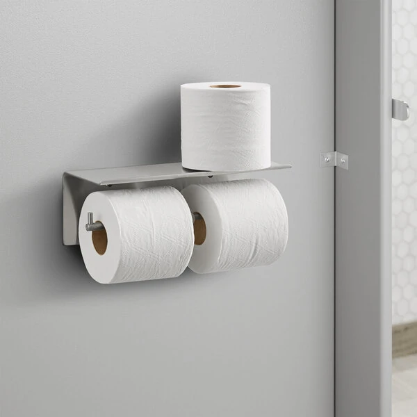 Bobrick B-540 Surface-Mounted Multi Roll Toilet Tissue Dispenser and Utility Shelf with Upward Return Front Edge