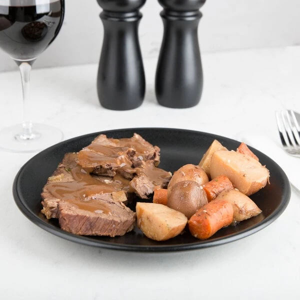 Hall China from Steelite International HL303080AFCA Foundry 9 5/8" Black China Round Coupe Plate - 12/Case