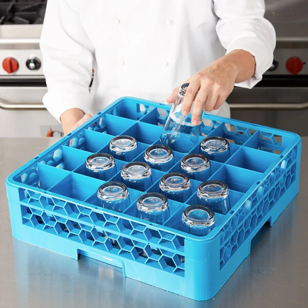 Carlisle RG25-114 Opticlean 25 Compartment Glass Rack with 1 Extender