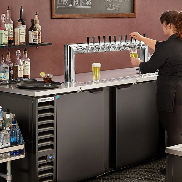 Beverage-Air DD94HC-1-B-ALT-12T-WINE 12 Tap Kegerator Wine Dispenser with Right Side Compressor - Black, (5) 1/2 Keg Capacity