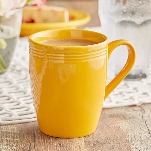 Acopa Capri 12 oz. Mango Orange Stoneware Mug - 24/Case