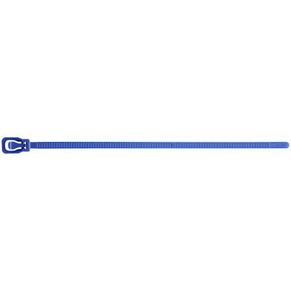 Retyz EveryTie Blue 6" 50 lb. Tensile Strength (222N), 4.8 mm Strap Width Releasable / Reusable Cable Ties EVT-S06BL-HA - 20/Pack