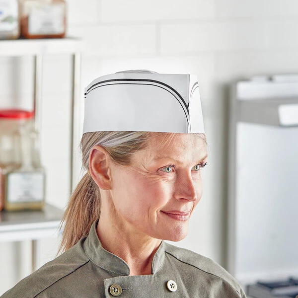 Choice Adjustable Black Stripe Disposable Overseas Cap - 100/Pack