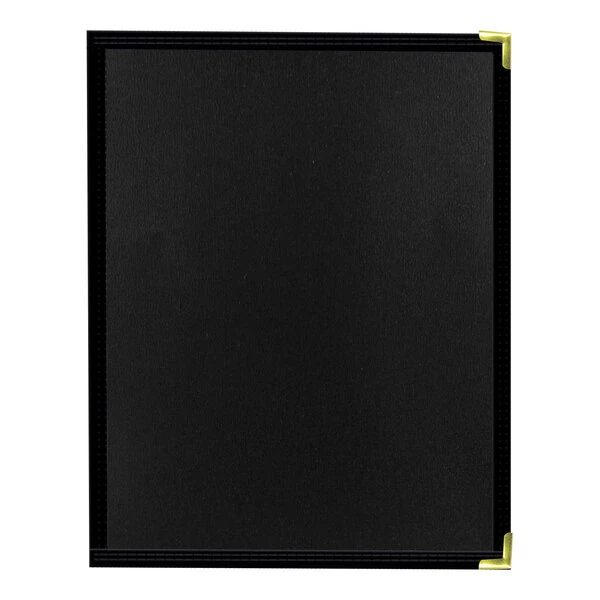 H. Risch, Inc. Linen 8 1/2" x 11" Customizable Nero 3-View Menu Cover with Interior Pocket - 25/Case