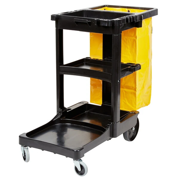 Rubbermaid® FG617388BLA Shelf Janitor Cart with Vinyl Zippered Bag
