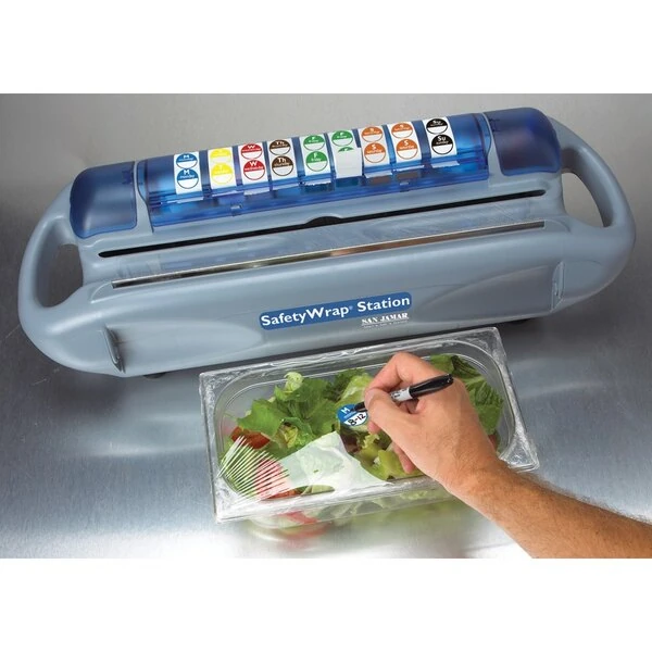 San Jamar SW1218 Saf-T-Wrap Film / Foil Station with Safety Blade and Label Dispenser