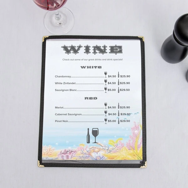 Choice 8 1/2" x 11" Menu Paper - Seafood Themed Ocean Design Right Insert - 100/Pack