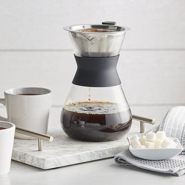 Acopa 4-Cup Glass Pour Over Drip Pot with Silicone Collar