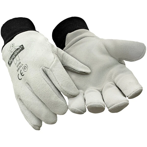 RefrigiWear 0250RGRALAR Gray Insulated Cowhide Freezer Gloves - Large