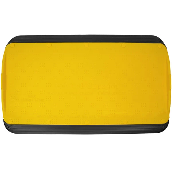 Plasticade® Safekerb Supagrip 50 7/16" x 29 15/16" x 3" Yellow Black Plastic Curb Ramp CSP-CURB-YSG