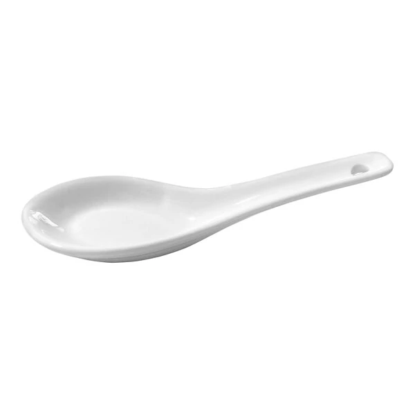 Oneida Buffalo Bright White Ware by 1880 Hospitality F8010000794 5" Porcelain Chinese Soup / Tasting Spoon - 72/Case