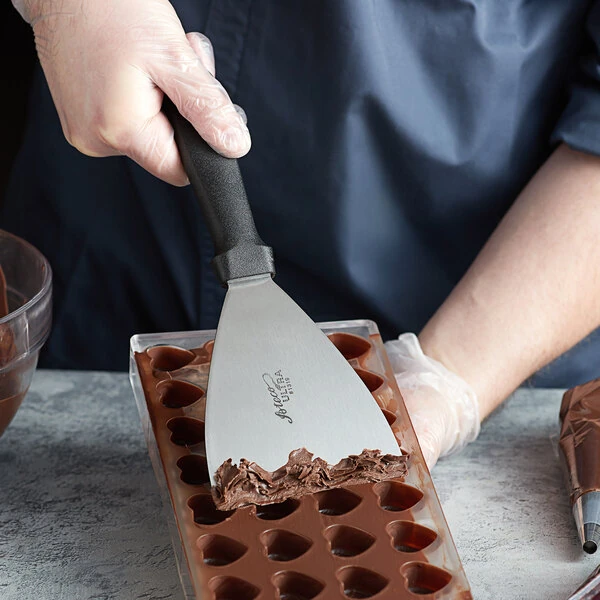 Ateco 1319 9 3/4" x 4" Stainless Steel Chocolate Scraper with Plastic Handle