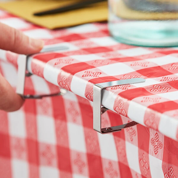 Choice Stainless Steel Tablecloth Clip for Tables up to 1 1/4" Thick - 12/Pack