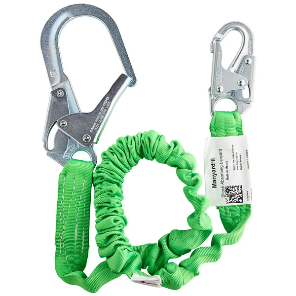 Honeywell Manyard II 6' Green Stretchable Shock-Absorbing Lanyard with Rebar Hook Anchorage Connector 219M-Z7/6FTGN
