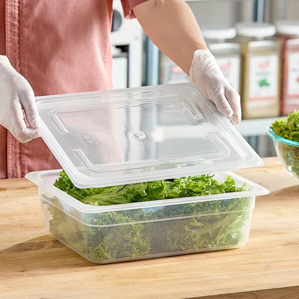Vigor 1/2 Size Translucent Polypropylene Secure Sealing Lid