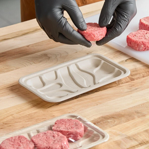 World Centric 8 5/16" x 4 7/8" x 11/16" Compostable Fiber Meat Tray - 500/Case