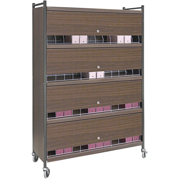 Omnimed Omnicart Woodgrain 48-Binder Big Beam Closed Cart with Locking Panels 281548-WG