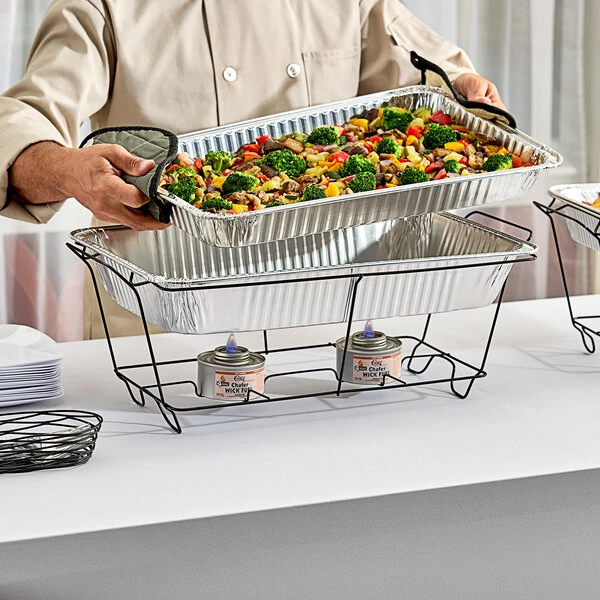 Choice Black Wire Chafer Stand for Full Size Disposable Pans