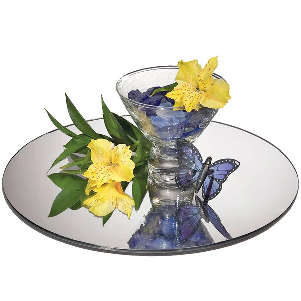Cal-Mil GT12 12" Round Mirror Glass Tray