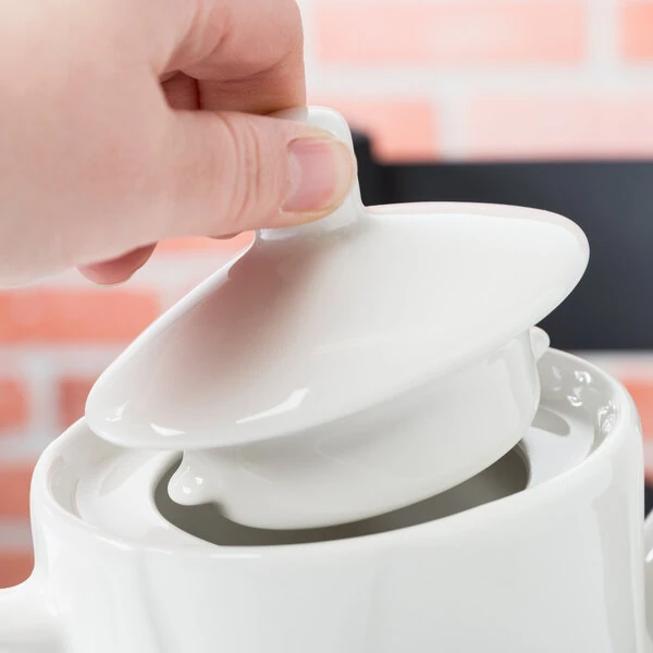 Tuxton AMU-102L Modena AlumaTux Pearl White (European White) China Coffee Pot Lid - 12/Case