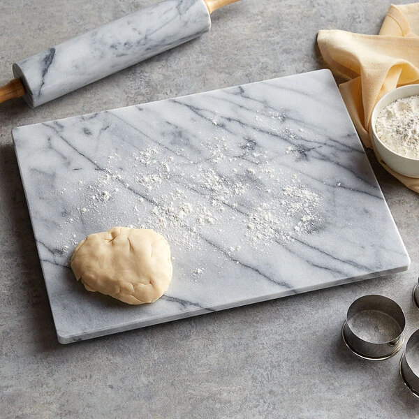 Fox Run 3827 16" x 12" x 1/2" White Marble Pastry Board