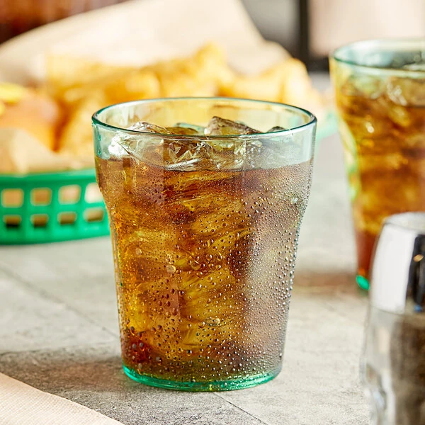 Choice 12 oz. Green Plastic Paneled Tumbler - 12/Pack
