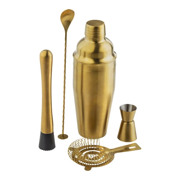 TableCraft 5-Piece Gold PVD Coated Stainless Steel Bar Kit 11779