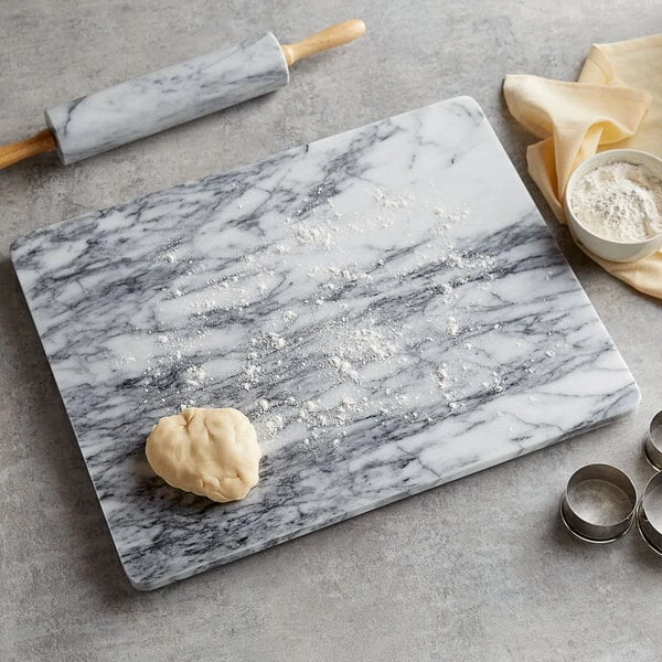 Fox Run 3829 20" x 16" x 3/4" White Marble Pastry Board