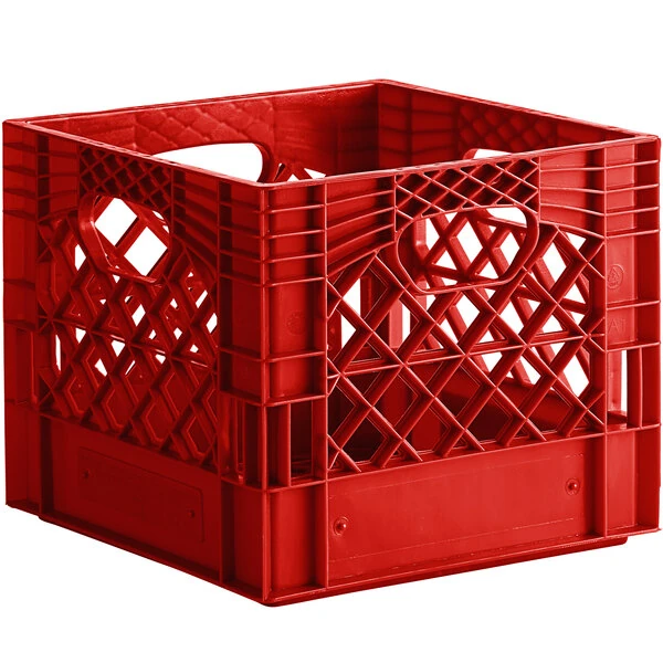 Red 16 Qt. Square Milk Crate - 13" x 13" x 11"