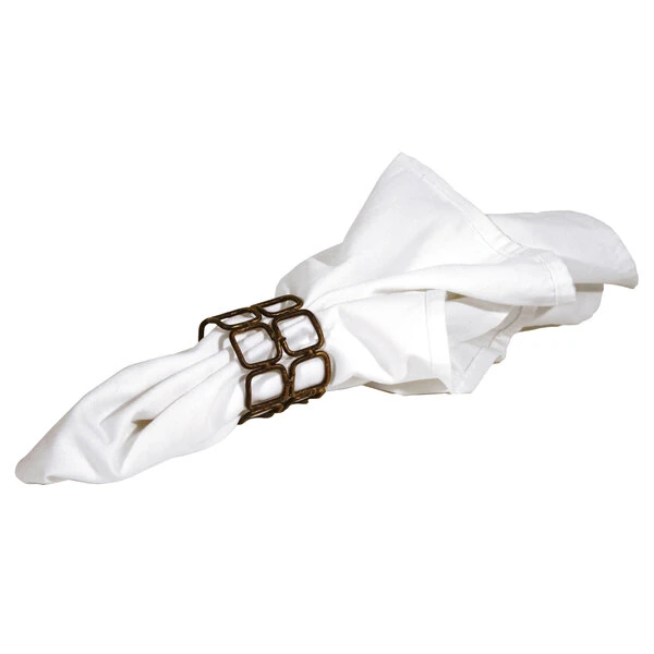 Front of the House Coppered Link 2" x 1 1/2" Hand-Painted Fused Iron Round Napkin Ring - 12/Case