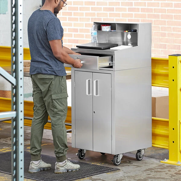Lavex Shipping / Receiving Mobile Desk with Enclosed Base