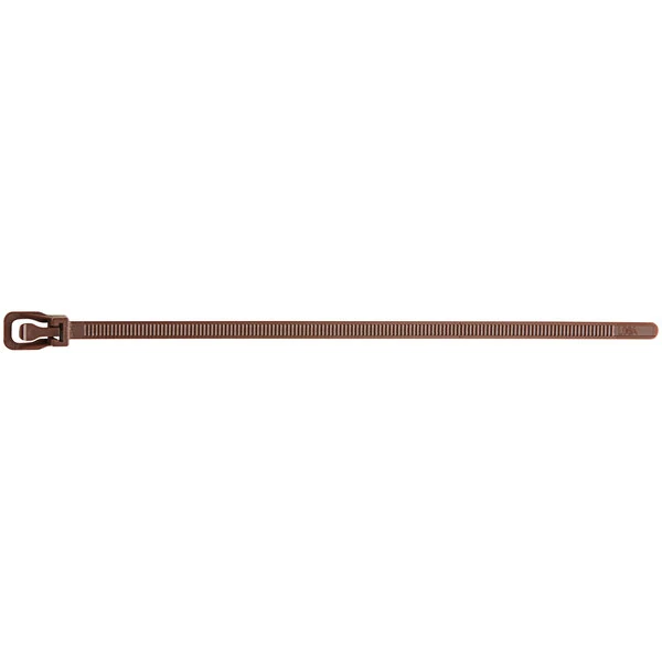 Retyz EveryTie Brown 6" 50 lb. Tensile Strength (222N), 4.8 mm Strap Width Releasable / Reusable Cable Ties EVT-S06BR-HA - 20/Pack