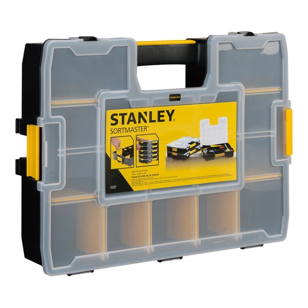 Stanley SORTMASTER 17 7/16" x 13" x 3 1/2" Yellow / Black Stackable Tool Organizer STST14027