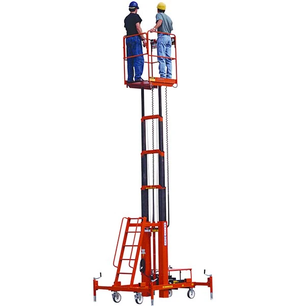 Ballymore MR-20-AC 500 lb. Two-Person Battery-Powered Hydraulic Telescoping Maintenance Lift with 36" x 28" Platform, 42" Guard Rails, and 25' Working Height - 120V AC