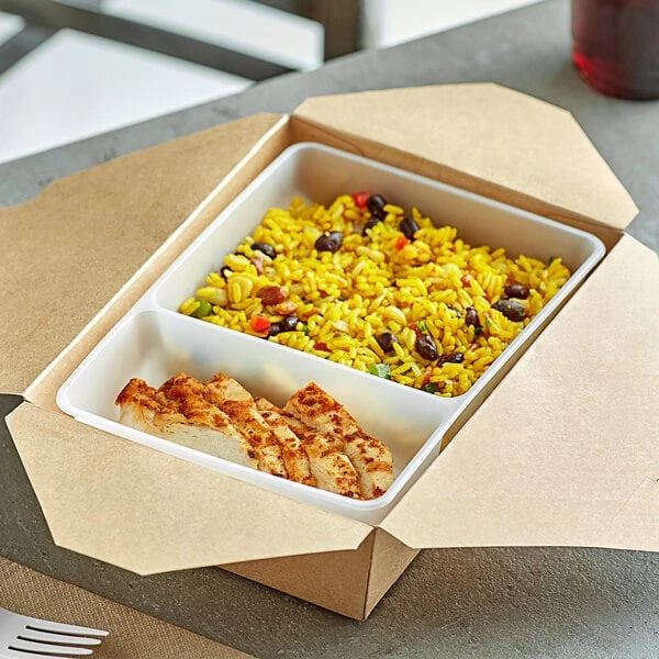 2-Compartment Polypropylene Food Holder Insert - 250/Case