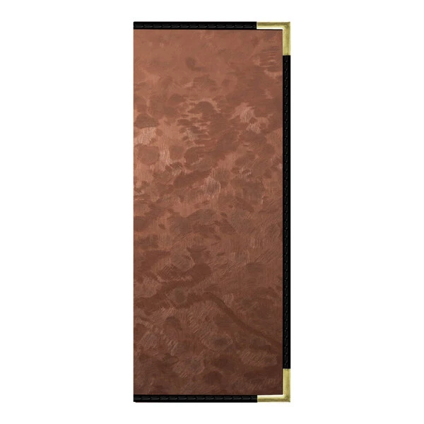 H. Risch, Inc. MET-PKT-3V Bronze Brushed Metallic 4 1/4" x 11" Customizable 3 View Menu Cover