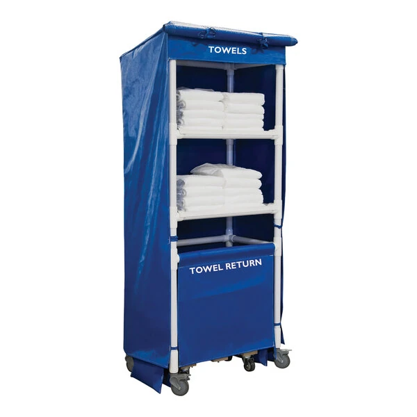 Royal Basket Trucks 42" Blue Towel Station with 2 Shelves R42-BBX-TSA-4ULN