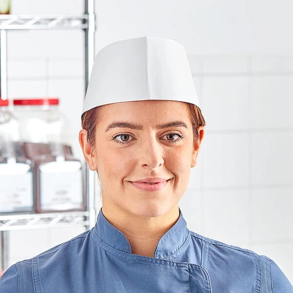Choice Adjustable White Disposable Overseas Cap - 100/Pack
