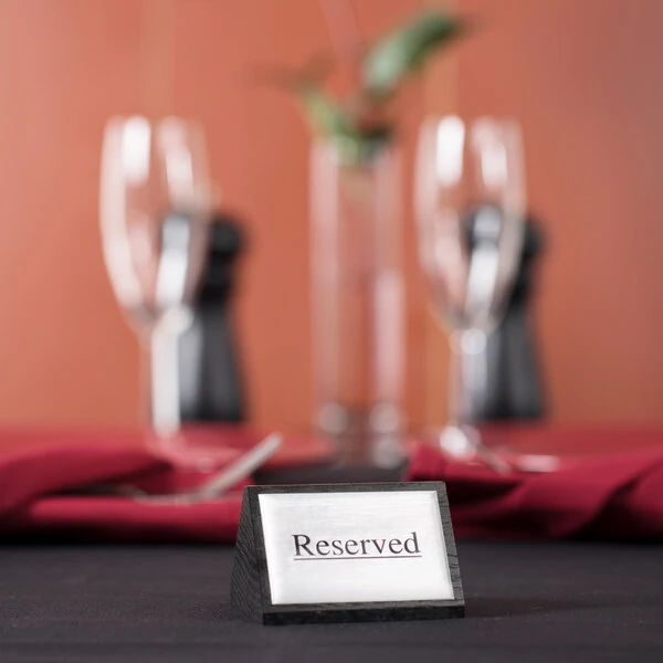 American Metalcraft SIGNR6 Black Wood "Reserved" Sign - Double-Sided