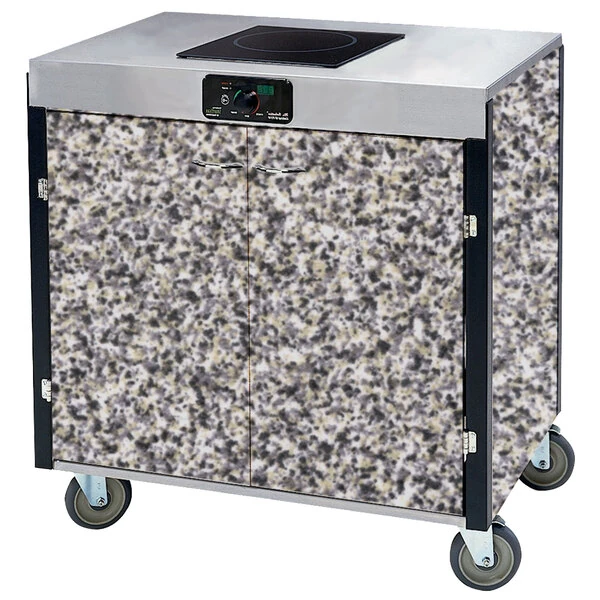 Lakeside 2060GS Creation Express™ Mobile Cooking Cart with 1 Induction Burner, No Exhaust Filtration, and Gray Sand Laminate Finish - 22" x 34" x 35 1/2"