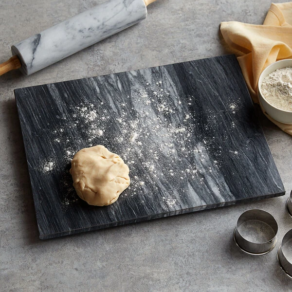 Fox Run 16" x 12" x 1/2" Black Marble Pastry Board