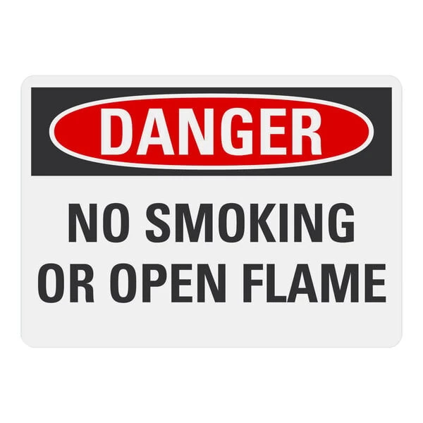 Lavex 14" x 10" Engineer-Grade Reflective Aluminum "Danger / No Smoking Or Open Flame" Safety Sign