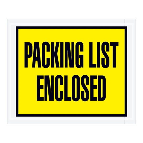 Lavex 4 1/2" x 5 1/2" 2 Mil Yellow Full Face Printed Polyethylene Packing List Envelope - 1,000/Case