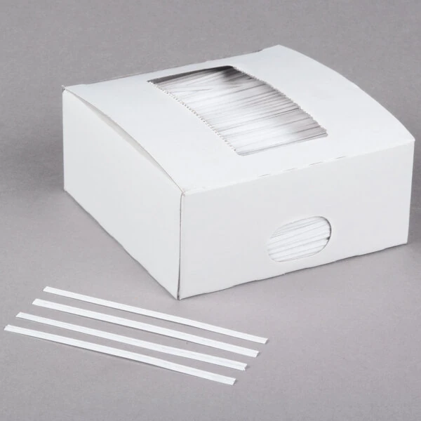 Bedford Industries Inc. 4" White Laminated Paper Bag Twist Ties - 2,000/Box
