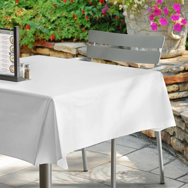 Choice 52" x 52" White Solid Vinyl Table Cover with Flannel Back