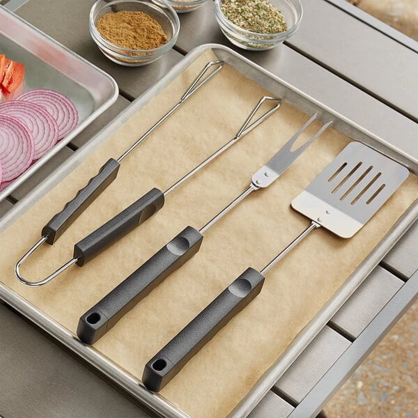 Mr. Bar-B-Q 3-Piece Barbeque Tool Set with Spatula, Fork, and Tongs 02854YNST