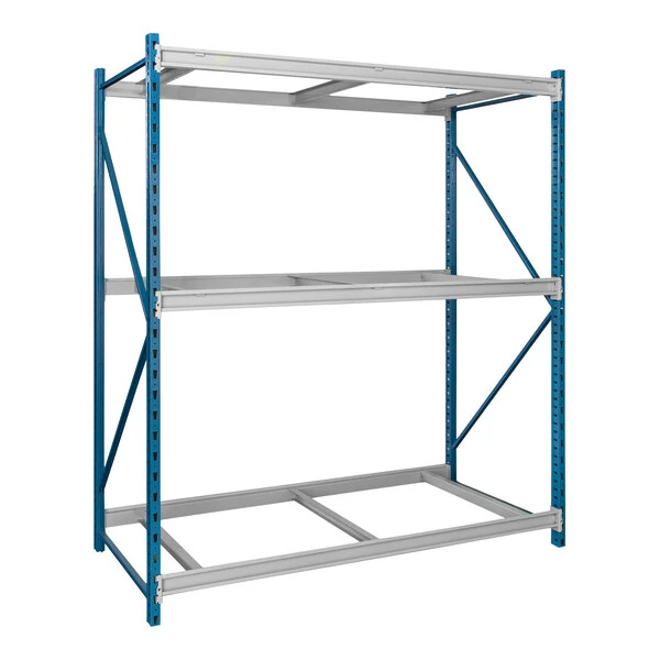 Hallowell 48" x 24" x 87" Marine Blue / Light Gray 3-Level Bulk Rack Starter with No Decking HBR482487-3S-PB