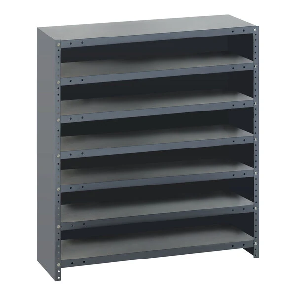 Quantum Super Tuff 36" x 12" x 39" Steel Closed 7-Shelf Euro Drawer Shelving System CL1239-000