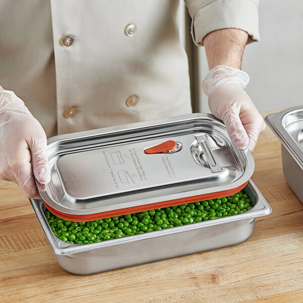 Vigor 1/3 Size Stainless Steel Steam Table / Hotel Pan Transport Cover with Silicone Seal