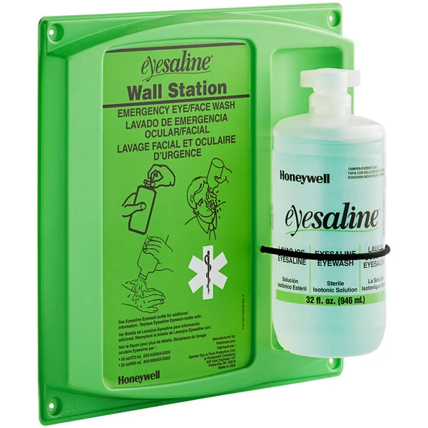 Honeywell Eyesaline 32 oz. Single Bottle Sterile Eyewash Wall Station 32-000461-0000